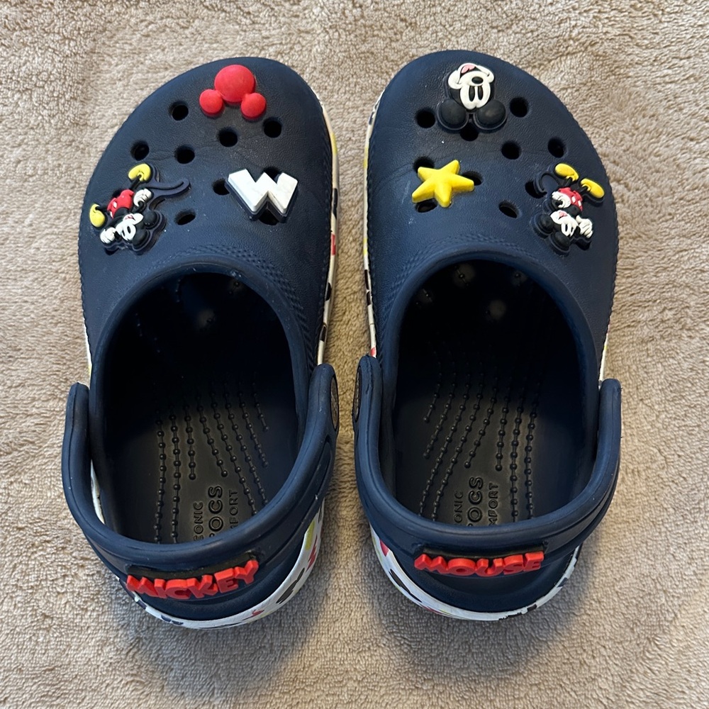 Disney Kids Navy CROCS with Mickey and Friends Charms